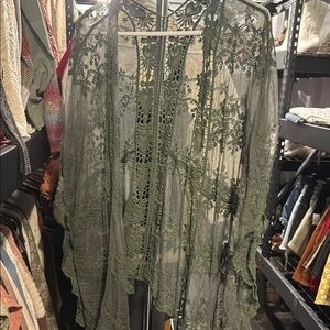 Elegant Green Lace Kimono NWT